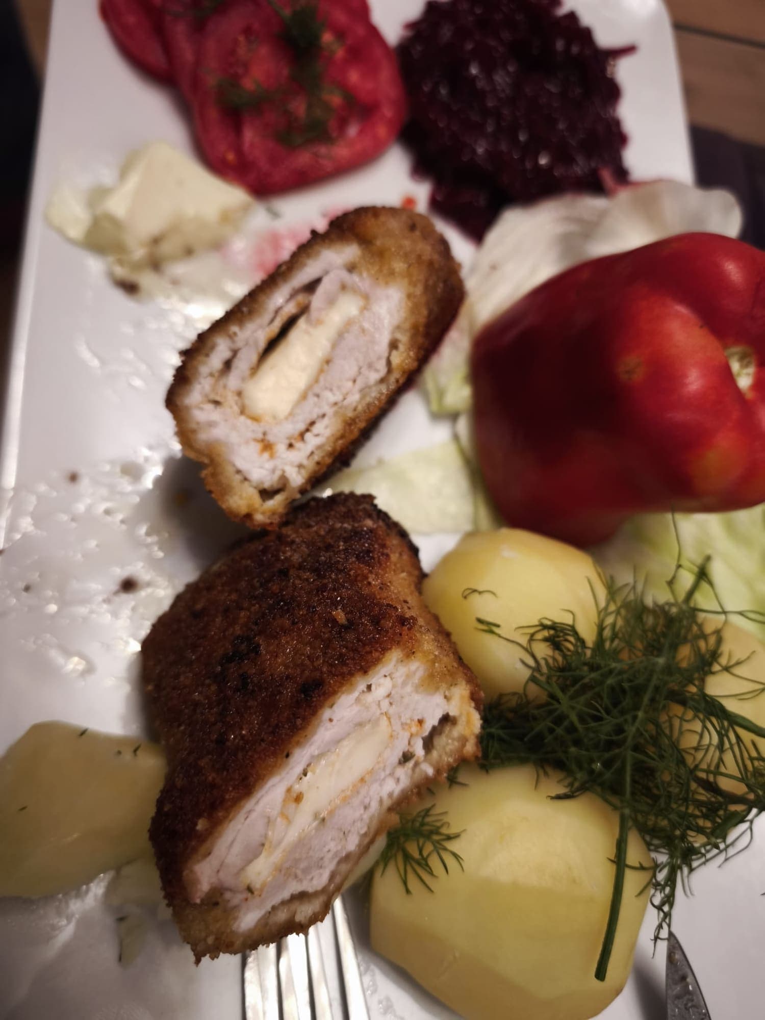 A home-cooked dinner served on the plate