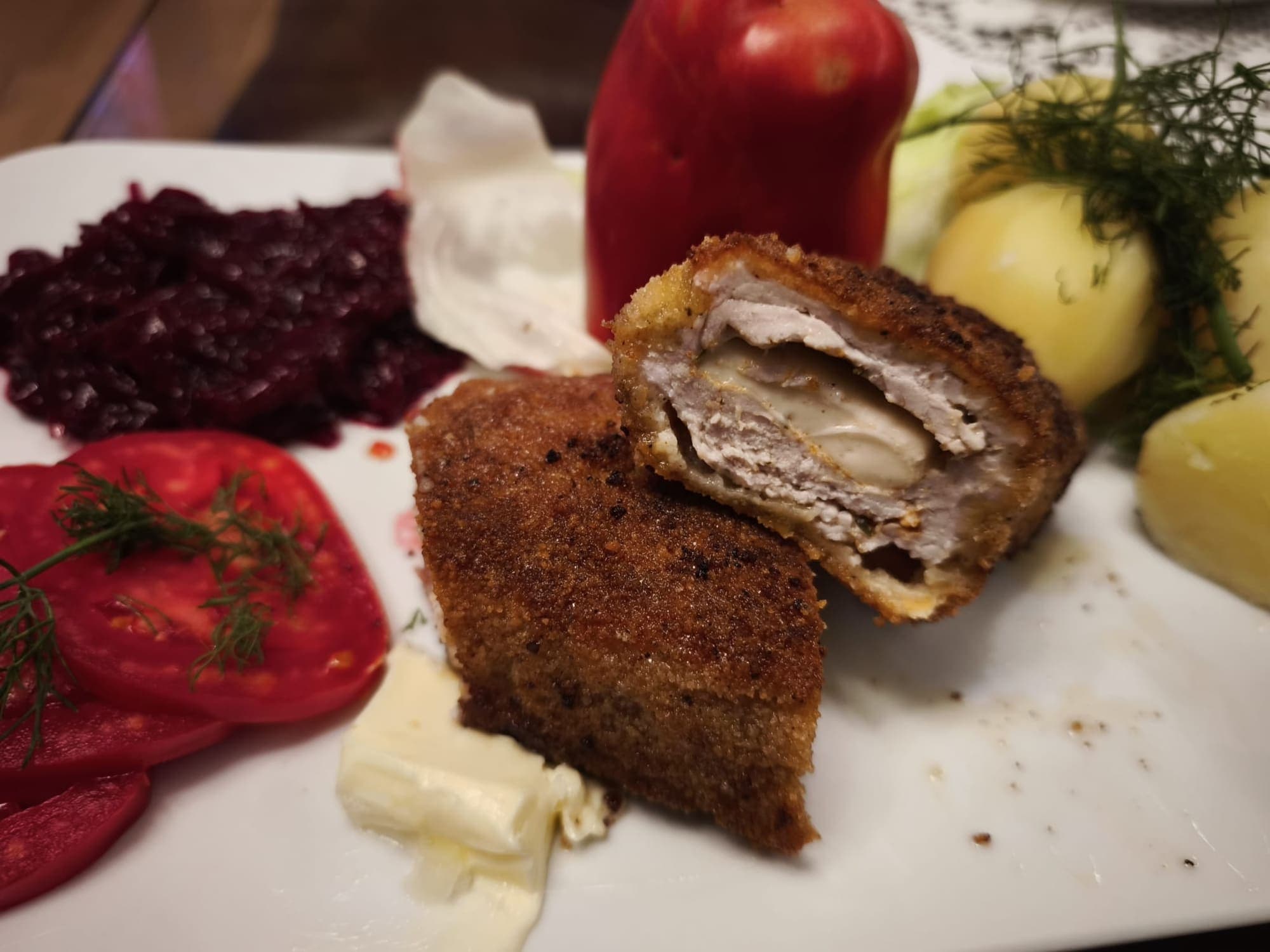 A home-cooked dinner served on the plate